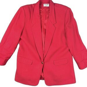 Vintage Alfred Dunner Red Wool Blazer Womens Size 18 Made in USA Classic Jacket